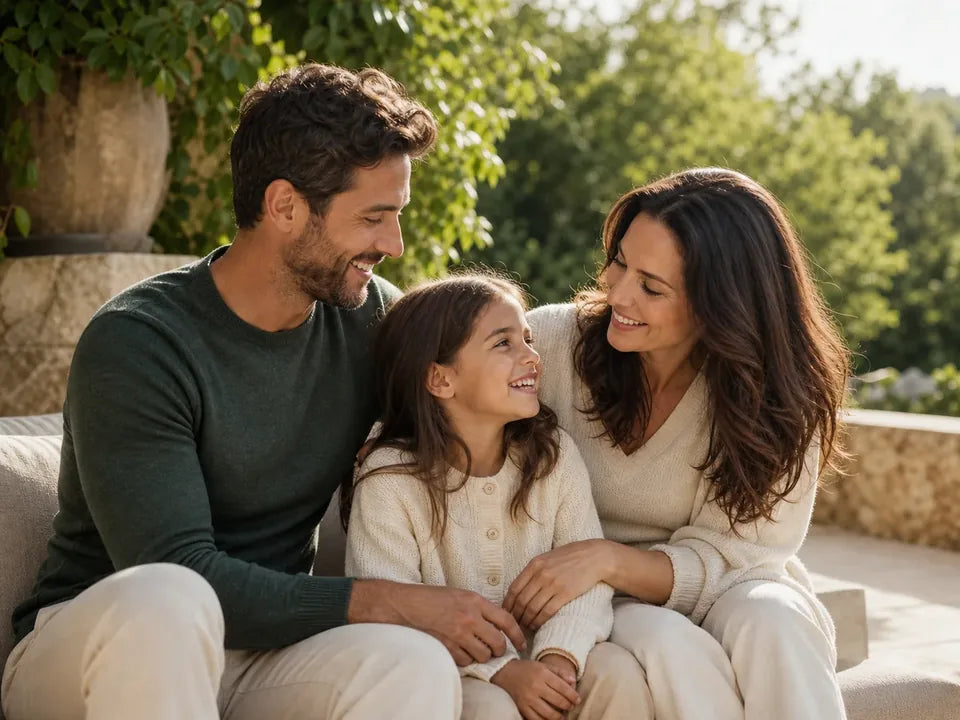 Happy family enjoying a calm morning outdoors