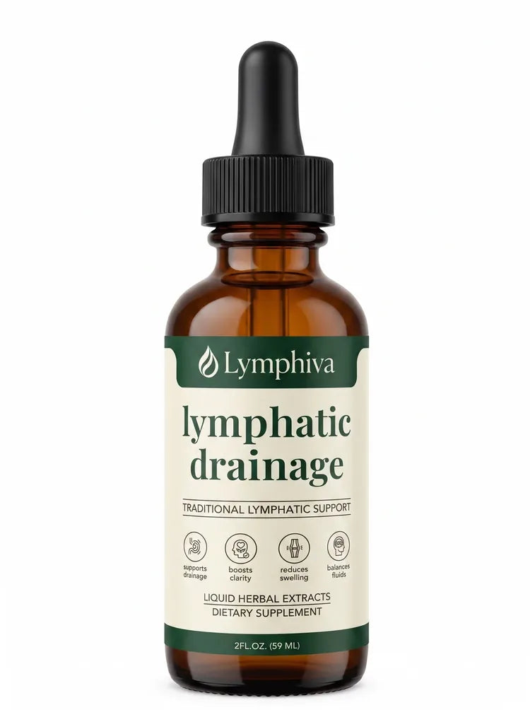 Bottle and box of Lymphiva Lymphatic Drainage Drops